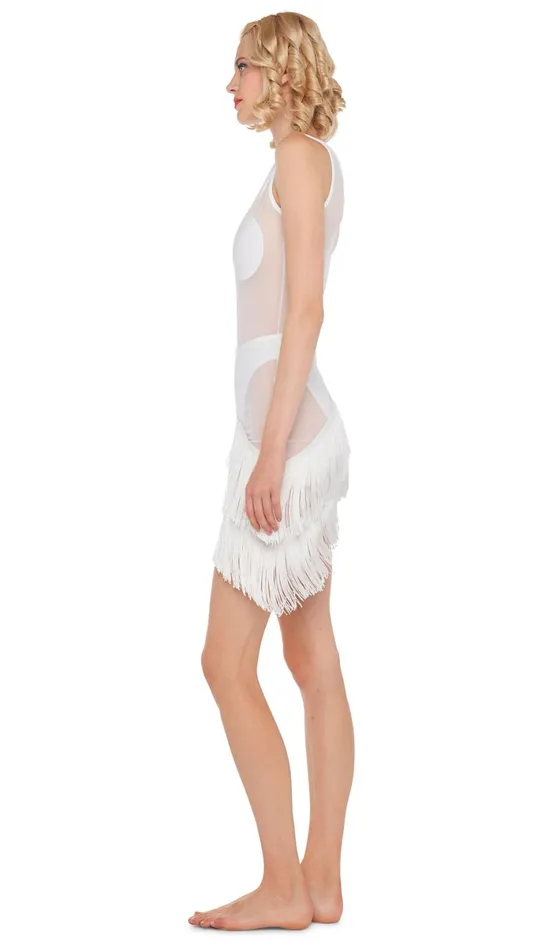Norma Kamali Bottoms SPLICED FRINGE SKIRT Snow Whitesnow White 8211 Clothing Norma Kamali Bottoms SPLICED FRINGE SKIRT Snow Whitesnow White 8211 Clothing