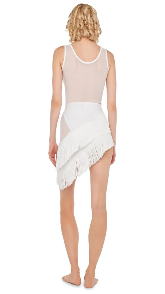 Norma Kamali Bottoms SPLICED FRINGE SKIRT Snow Whitesnow White 8211 Clothing Norma Kamali Bottoms SPLICED FRINGE SKIRT Snow Whitesnow White 8211 Clothing