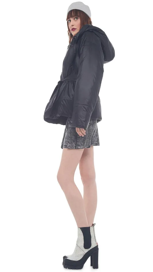 Norma Kamali Coats HOODED SLEEPING BAG JACKET Black 8211 Clothing
