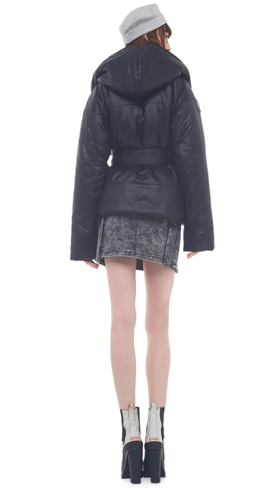 Norma Kamali Coats HOODED SLEEPING BAG JACKET Black 8211 Clothing
