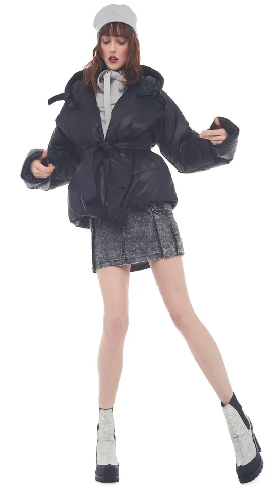 Norma Kamali Coats HOODED SLEEPING BAG JACKET Black 8211 Clothing