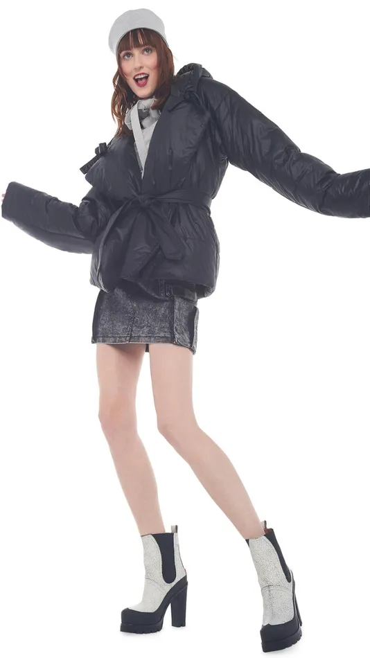 Norma Kamali Coats HOODED SLEEPING BAG JACKET Black 8211 Clothing