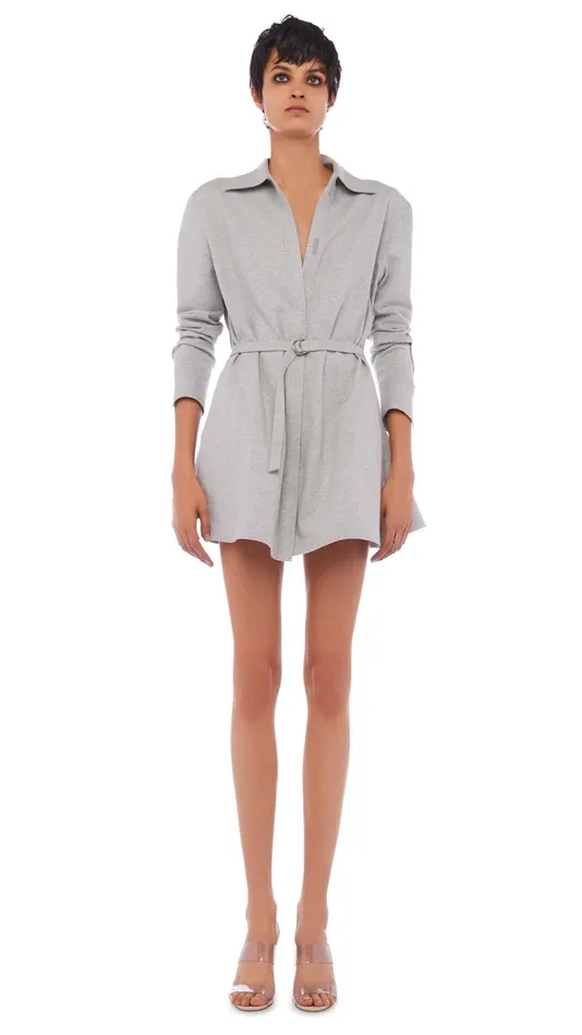 Norma Kamali Dresses BF NK SHIRT A LINE MINI DRESS Light Heather Grey 8211 Clothing Norma Kamali Dresses BF NK SHIRT A LINE MINI DRESS Light Heather Grey 8211 Clothing