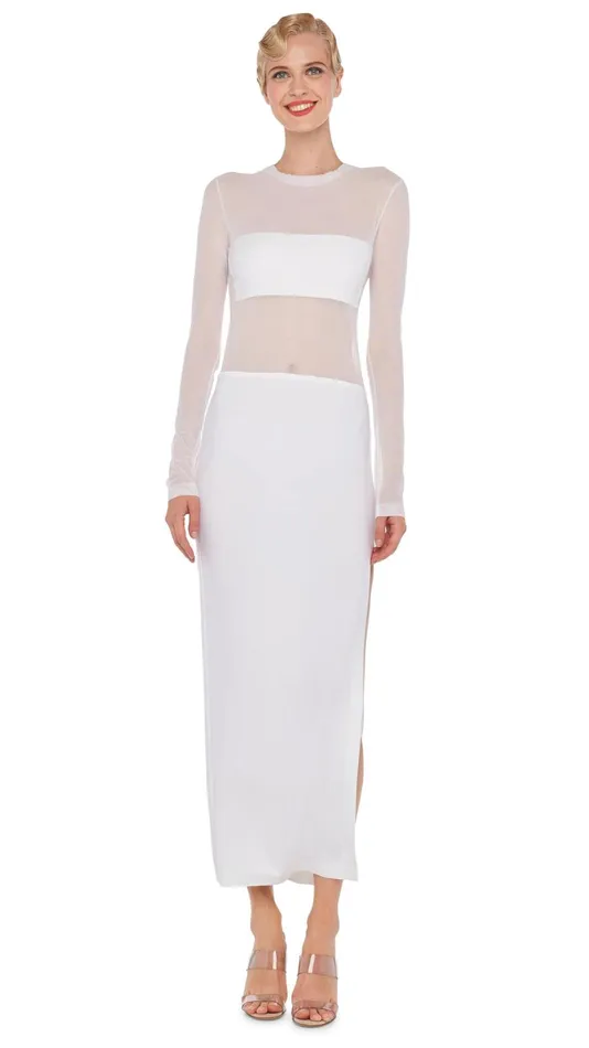 Norma Kamali Dresses DASH DASH SIDE SLIT GOWN Snow Whitesnow White 8211 Clothing