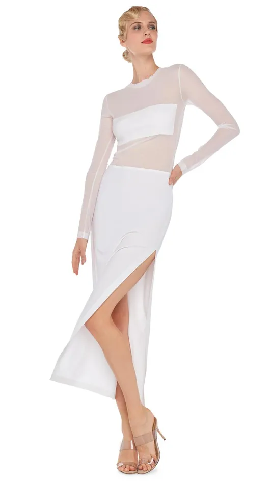 Norma Kamali Dresses DASH DASH SIDE SLIT GOWN Snow Whitesnow White 8211 Clothing Norma Kamali Dresses DASH DASH SIDE SLIT GOWN Snow Whitesnow White 8211 Clothing