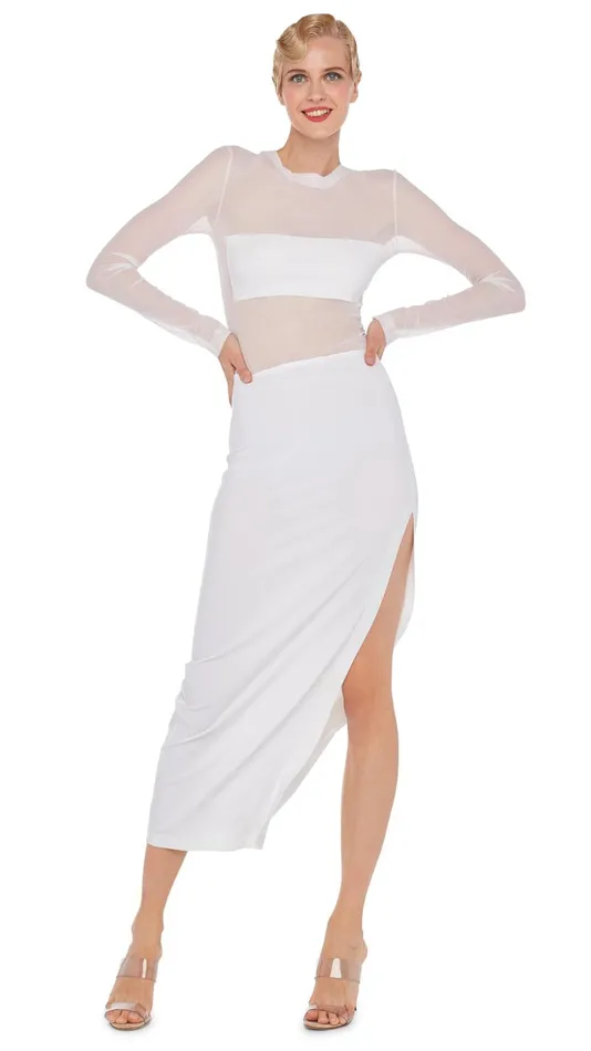 Norma Kamali Dresses DASH DASH SIDE SLIT GOWN Snow Whitesnow White 8211 Clothing Norma Kamali Dresses DASH DASH SIDE SLIT GOWN Snow Whitesnow White 8211 Clothing