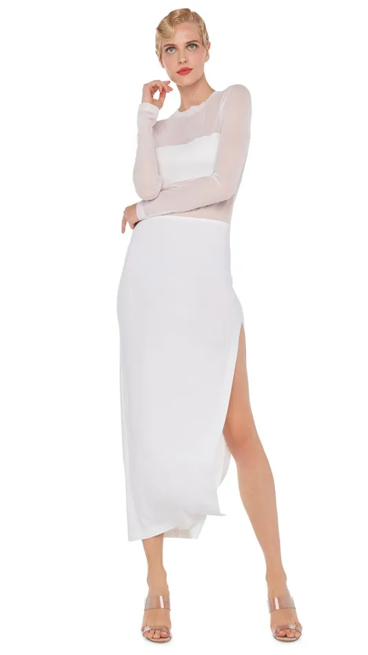 Norma Kamali Dresses DASH DASH SIDE SLIT GOWN Snow Whitesnow White 8211 Clothing Norma Kamali Dresses DASH DASH SIDE SLIT GOWN Snow Whitesnow White 8211 Clothing