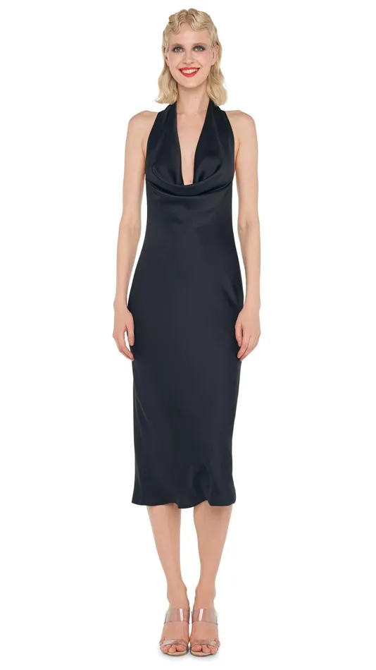 Norma Kamali Dresses HALTER DRAPE DRESS Black 8211 Clothing