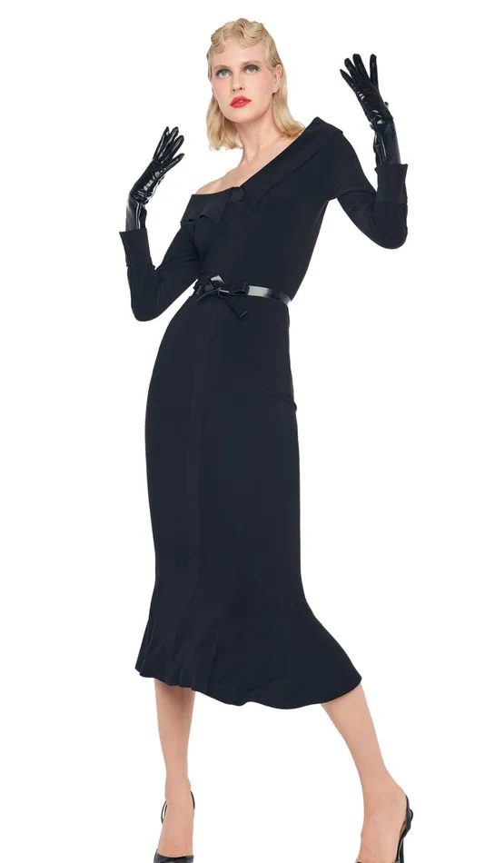 Norma Kamali Dresses OFF SHOULDER FISHTAIL DRESS Black 8211 Clothing
