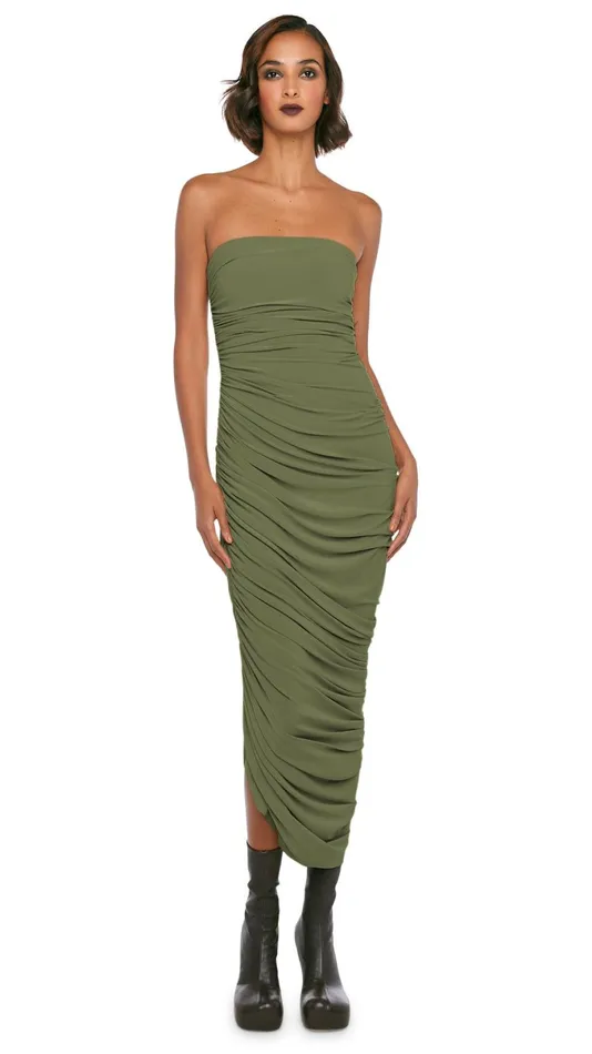 Norma Kamali Dresses STRAPLESS DIANA GOWN Military 8211 Clothing