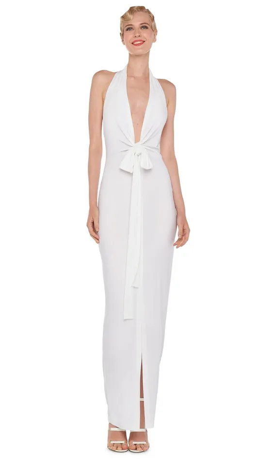 Norma Kamali Dresses TIE FRONT HALTER GOWN Snow White 8211 Clothing