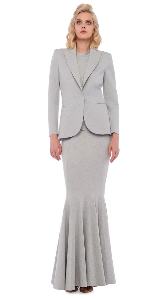 Norma Kamali Jackets CLASSIC SINGLE BREASTED JACKET Light Heather Grey 8211 Clothing