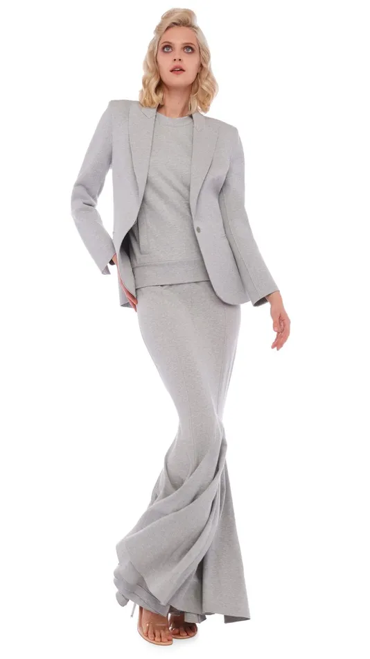 Norma Kamali Jackets CLASSIC SINGLE BREASTED JACKET Light Heather Grey 8211 Clothing Norma Kamali Jackets CLASSIC SINGLE BREASTED JACKET Light Heather Grey 8211 Clothing