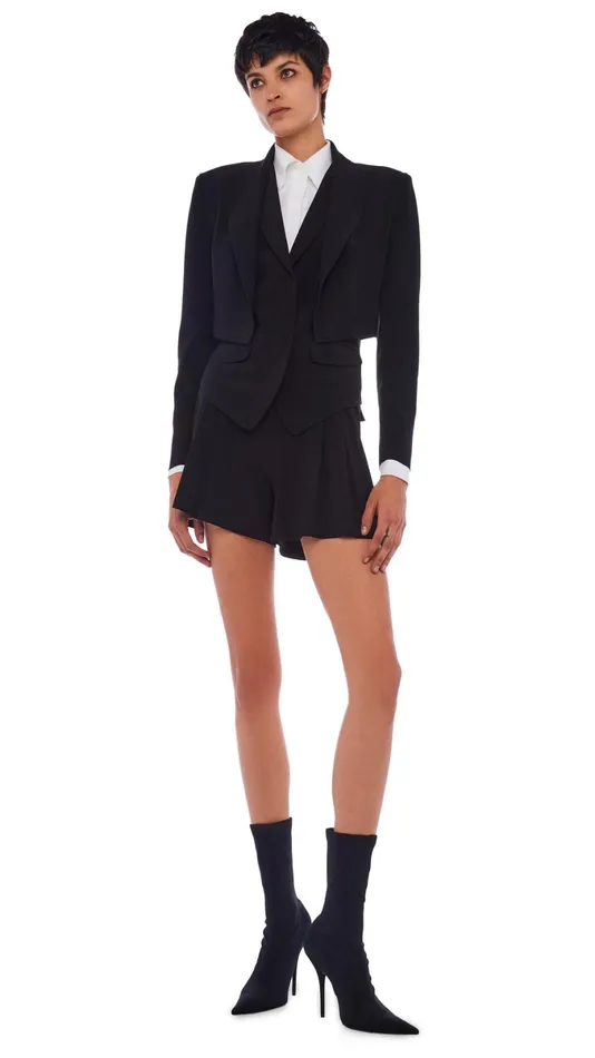 Norma Kamali Jackets CROPPED SB JACKET Black 8211 Clothing