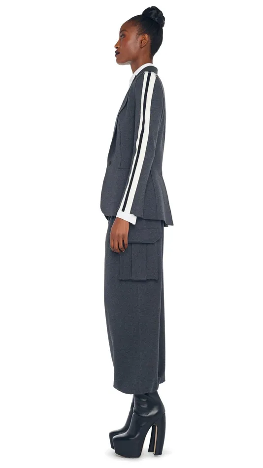 Norma Kamali Jackets SINGLE BREASTED JACKET Dark Heather Greyoffset Stripe 8211 Clothing