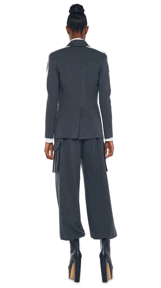 Norma Kamali Jackets SINGLE BREASTED JACKET Dark Heather Greyoffset Stripe 8211 Clothing