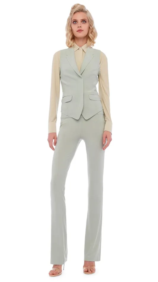 Norma Kamali Tops VEST WITH LAPEL Dried Sage 8211 Clothing
