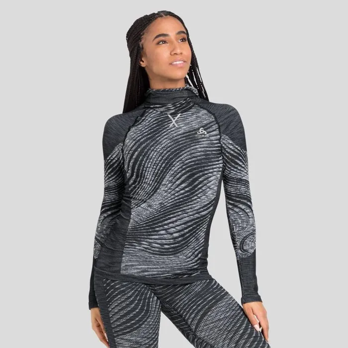 Odlo Base Layers The Blackcomb Long Sleeve With Facemask Black 8211 Space Dye 8211 Women Odlo Base Layers The Blackcomb Long Sleeve With Facemask Black 8211 Space Dye 8211 Women