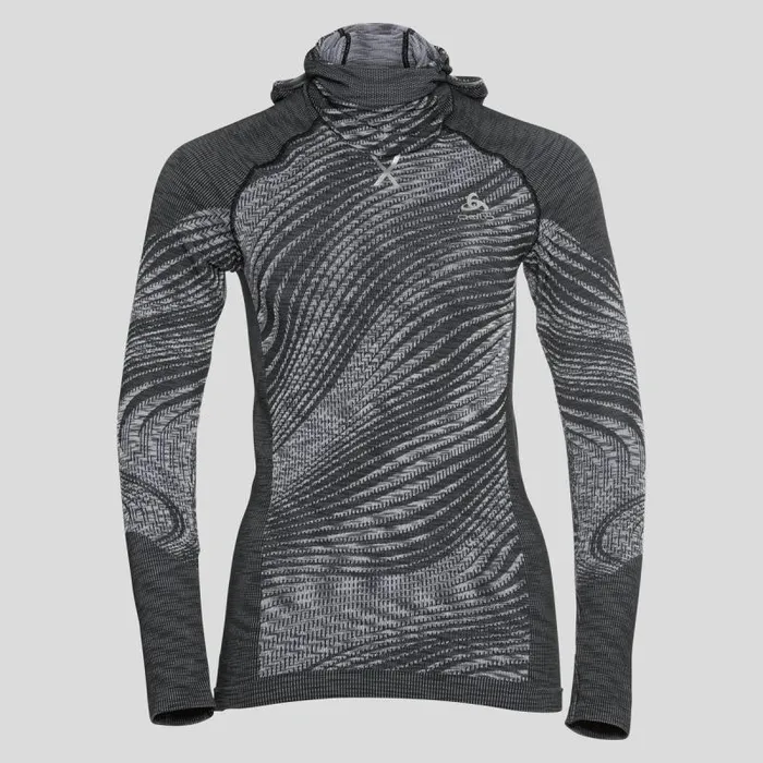 Odlo Base Layers The Blackcomb Long Sleeve With Facemask Black 8211 Space Dye 8211 Women