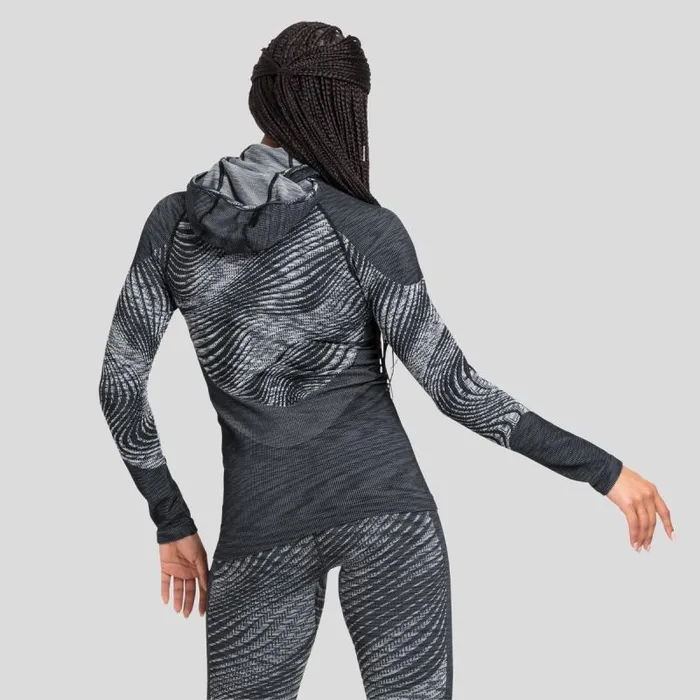 Odlo Base Layers The Blackcomb Long Sleeve With Facemask Black 8211 Space Dye 8211 Women