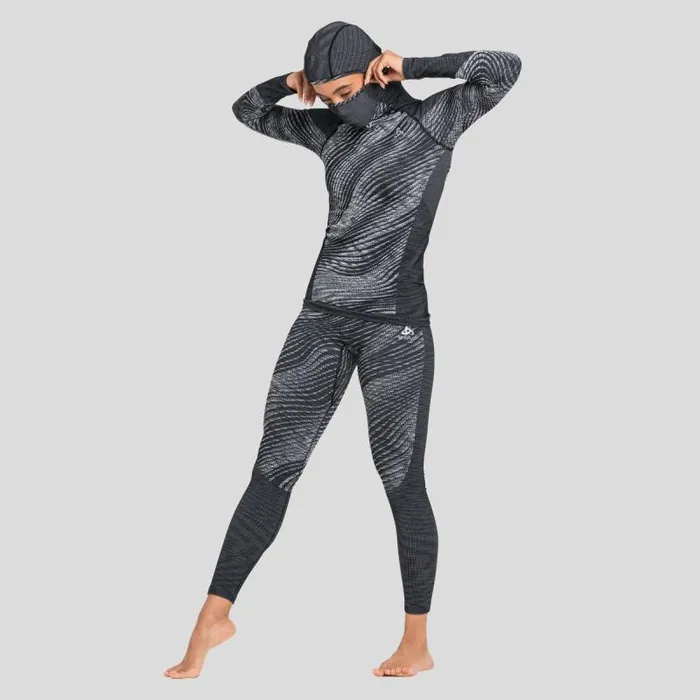 Odlo Base Layers The Blackcomb Long Sleeve With Facemask Black 8211 Space Dye 8211 Women