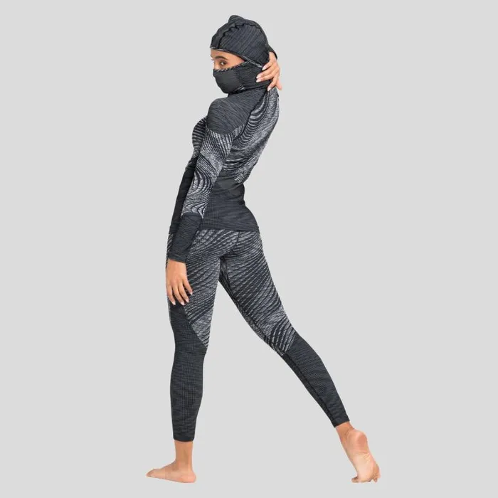 Odlo Base Layers The Blackcomb Long Sleeve With Facemask Black 8211 Space Dye 8211 Women