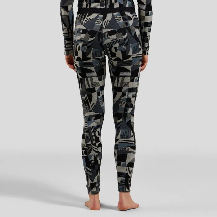 Odlo Base Layers The Natural Merino Warm Jacquard Base Layer Bottoms Provincial Blue 8211 Black 8211 Women