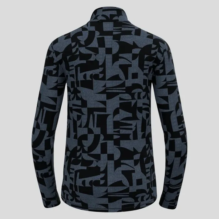 Odlo Base Layers The Natural Merino Warm Jacquard Base Layer HalfZip Provincial Blue 8211 Black 8211 Men