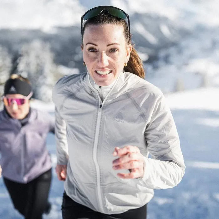 Odlo Jackets and Vests The Dual Dry Performance Knit Waterproof Insulated Running Jacket Silver Cloud 8211 Women
