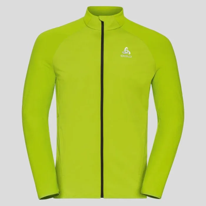 Odlo Jackets and Vests The Zeroweight Warm Hybrid Running Jacket Lime Green 8211 Black 8211 Men