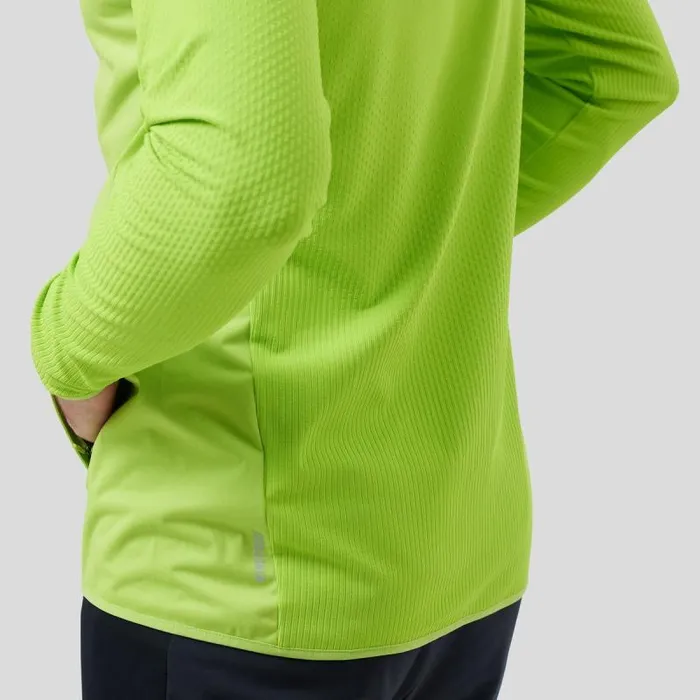 Odlo Jackets and Vests The Zeroweight Warm Hybrid Running Jacket Lime Green 8211 Black 8211 Men