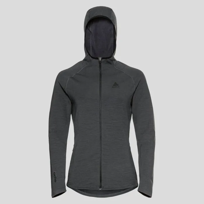 Odlo Mid Layers and Longsleeves The Ascent Performance Wool Warm Mid Layer Hooded Zip Odlo Graphite Grey 8211 Women