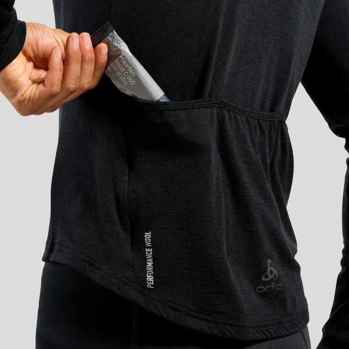 Odlo Mid Layers and Longsleeves The Performance Wool Long Sleeve Cycling Jersey Black 8211 Men