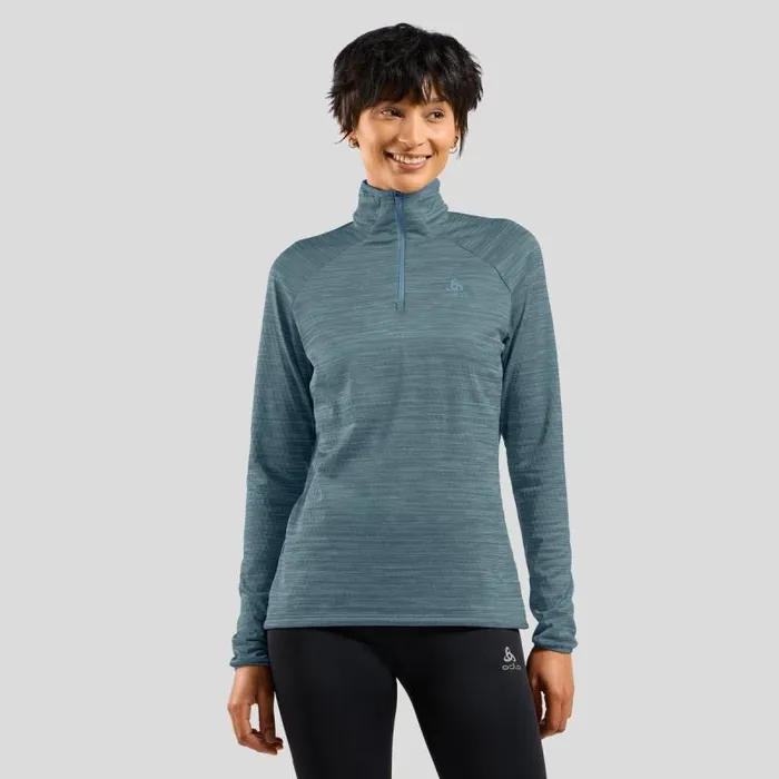 Odlo Mid Layers and Longsleeves The Run Easy HalfZip Mid Layer Top Provincial Blue Melange 8211 Women Odlo Mid Layers and Longsleeves The Run Easy HalfZip Mid Layer Top Provincial Blue Melange 8211 Women