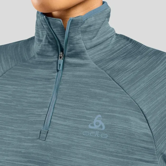 Odlo Mid Layers and Longsleeves The Run Easy HalfZip Mid Layer Top Provincial Blue Melange 8211 Women