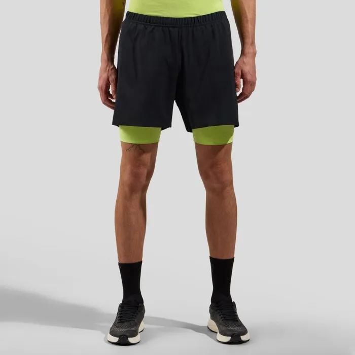 Odlo Shorts The Zeroweight 5 Inch 2In1 Running Shorts Black 8211 Sharp Green 8211 Men Odlo Shorts The Zeroweight 5 Inch 2In1 Running Shorts Black 8211 Sharp Green 8211 Men