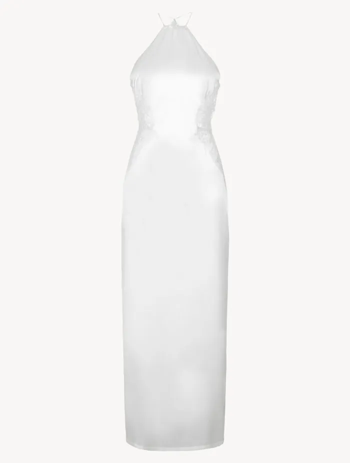 Offwhite Silk Halterneck Nightdress With Leavers Lace Trim Sleepwear La Perla Silk Sleepwear Offwhite Silk Halterneck Nightdress With Leavers Lace Trim Sleepwear La Perla Silk Sleepwear