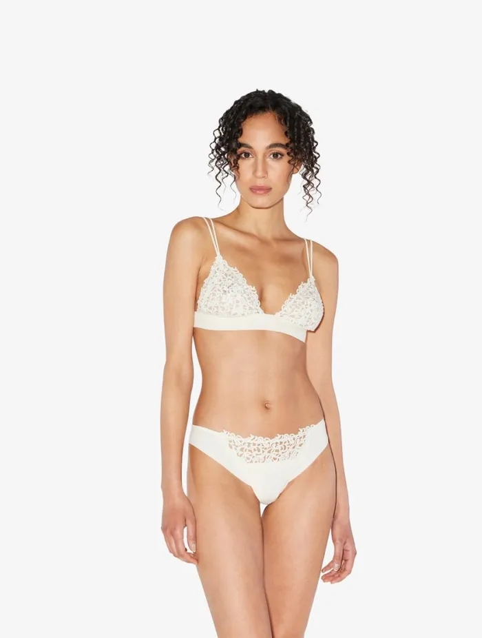 Offwhite Thong With Macram Lingerie La Perla G String and Thong