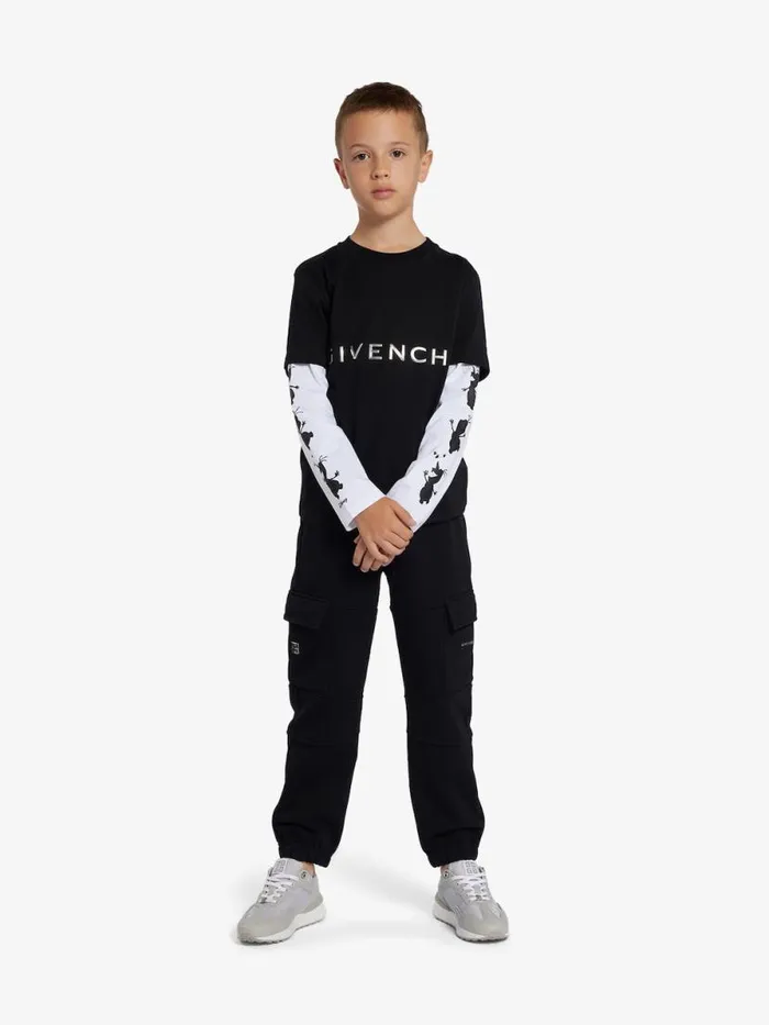 Olaf Overlapped TShirt In COtton Blackwhite Kids Givenchy