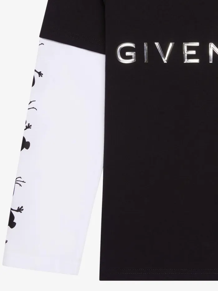 Olaf Overlapped TShirt In COtton Blackwhite Kids Givenchy