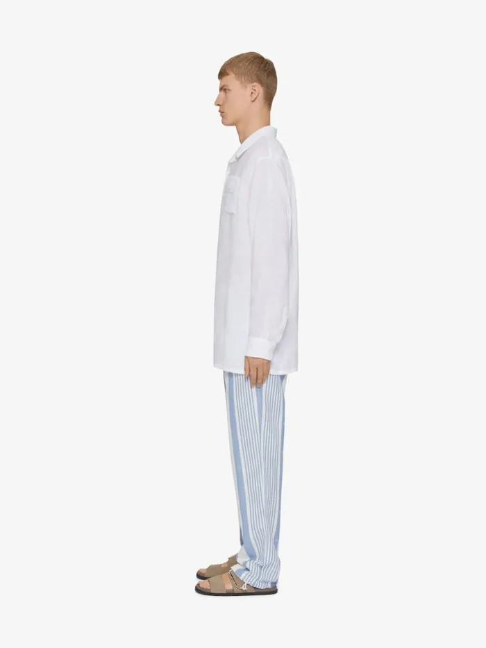 Pants In Linen With 4g Stripes Blueoff White Men Givenchy Pants and Shorts