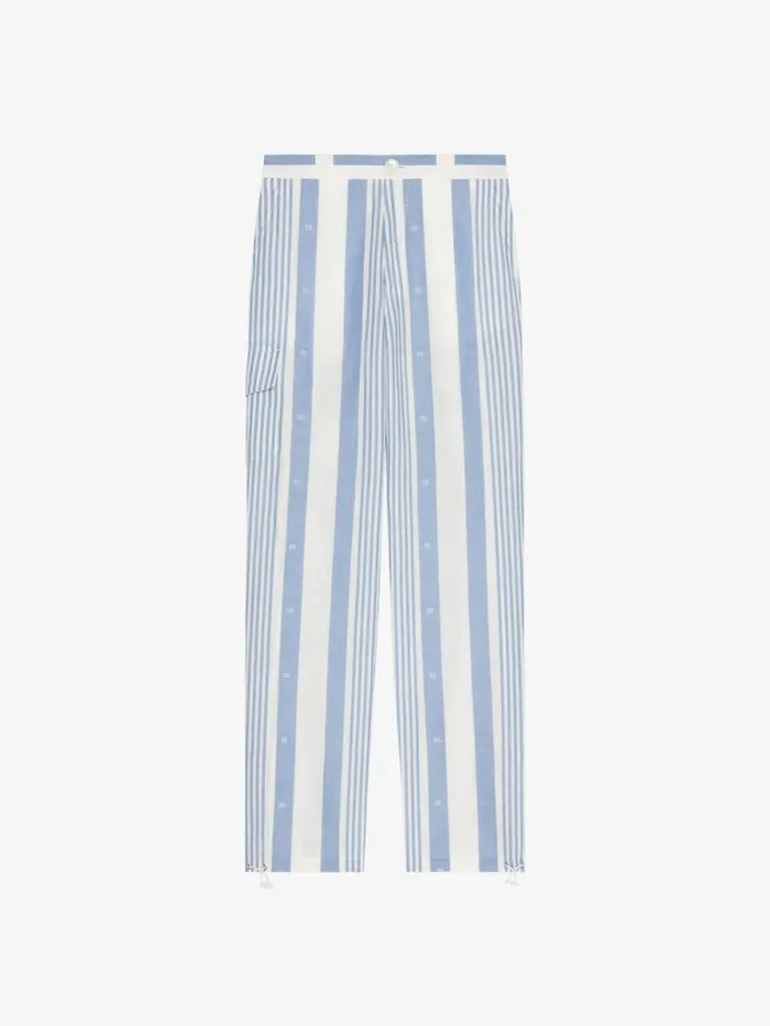 Pants In Linen With 4g Stripes Blueoff White Men Givenchy Pants and Shorts
