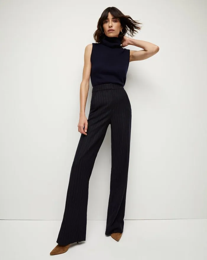 Pants Shop Veronica Beard Tonelli Pinstriped Pant Navy Multi