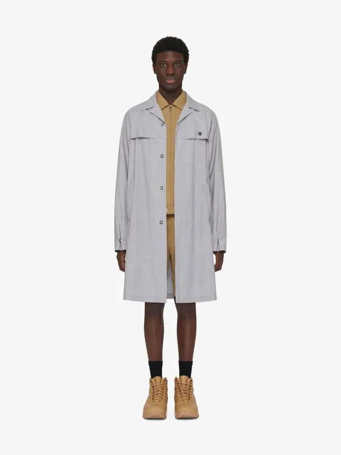 Parka In Wool With 4g Detail Grey Mix Men Givenchy Coats and Jackets