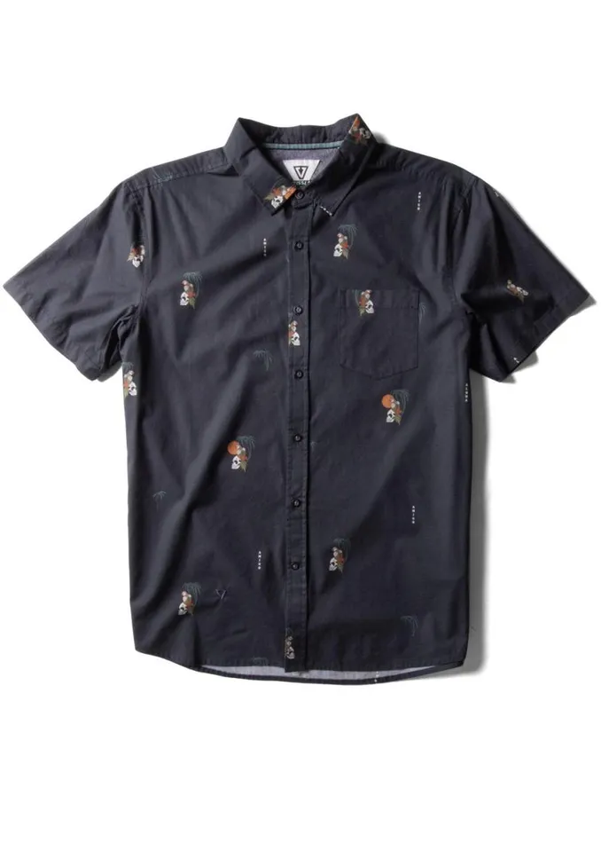 Parrodise Eco Ss Shirt Phantom Men Vissla Shirts and Flannels