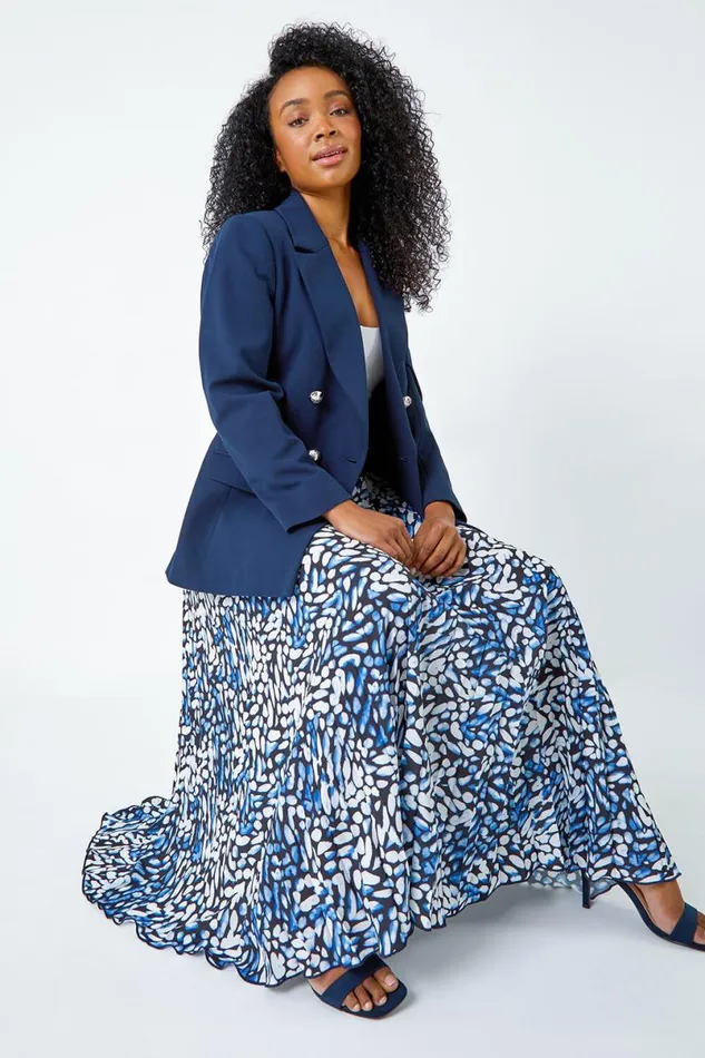 Petite Pleated Abstract A Line Midi Skirt Women Roman Skirts