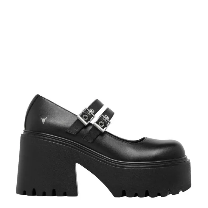 Platforms Women Windsor Smith LESSONS BLACK LEATHER PLATFORM SHOES