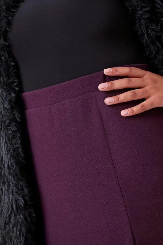 Plum Curve Elastic Waist Flared Midi A Line Skirt Women Roman Dresses