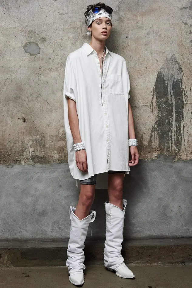 R13 Dresses Women Boxy Button Up Dress 8211 White