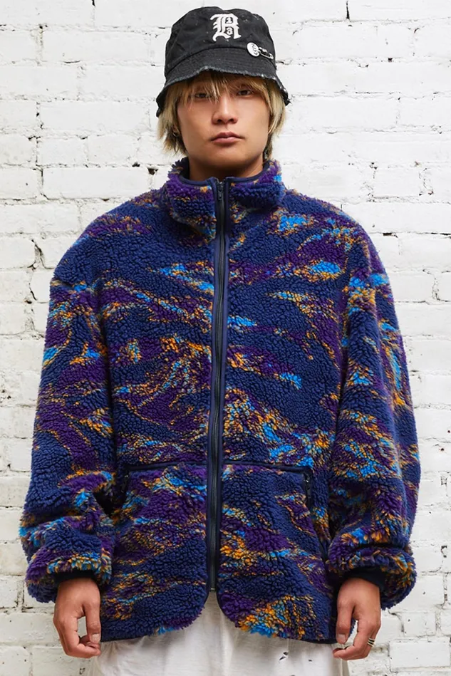 R13 Jackets and Coats Men Oversized Fleece Jacket 8211 Navy Swirl